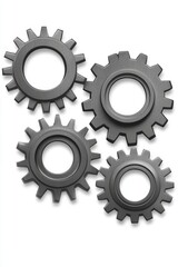 Metallic gears forming a conceptual linkage industrial precision in a mechanical and system integration