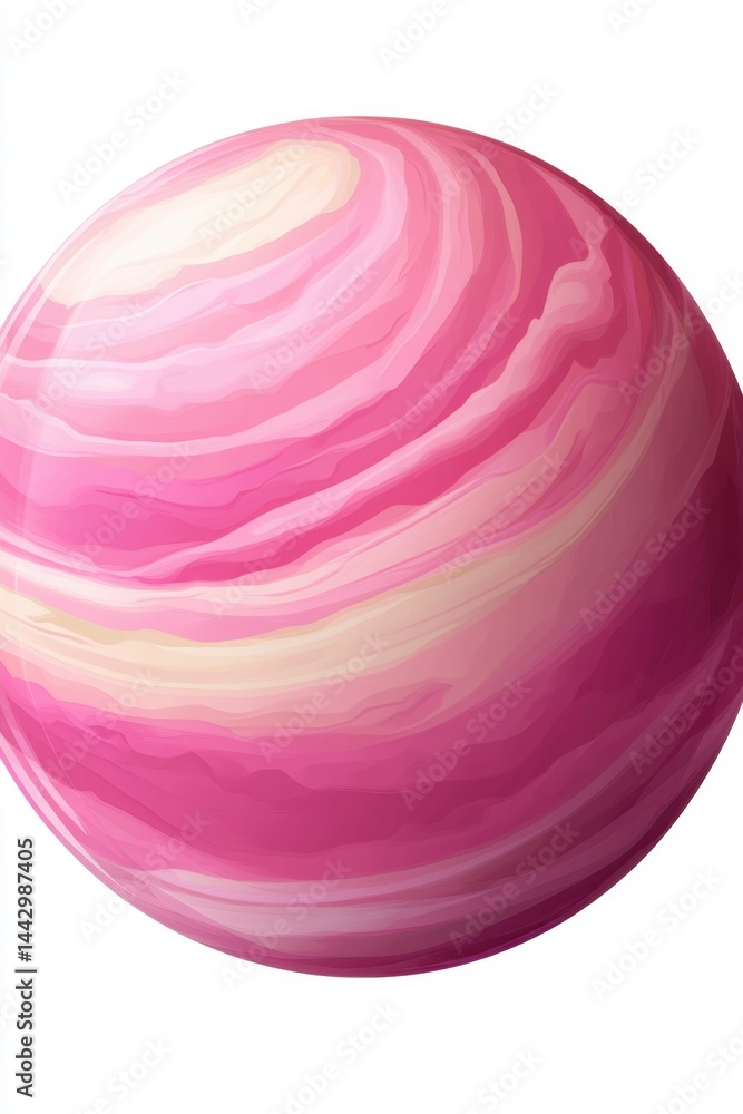Aufkleber pink planet with swirling patterns in a digital art style creating a dreamy and ethereal atmosphere 