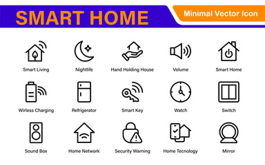 Smart Home Device Icon Pack. Modern Line Art, Outline Vector Set, Minimal, Digital, Professional, Easy to Use