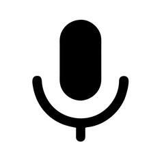 Minimal Microphone Icon - Flat Vector Voice Input Symbol for Smart Assistant and UI Apps
