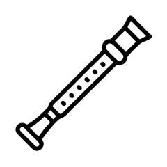 Black Line Recorder Flute Icon Vector