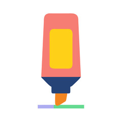 Colorful Highlighter Pen Icon - Vector Illustration for Stationery and Office Use