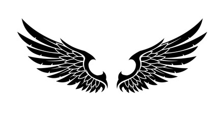 Obraz premium Black vector wings with tribal detailing