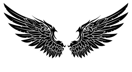 Obraz premium Black vector wings with tribal detailing