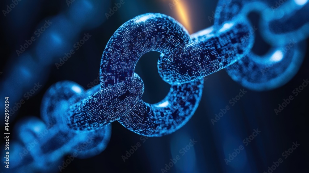 Poster digital block chain futuristic technology concept depicting data security on global network nodes