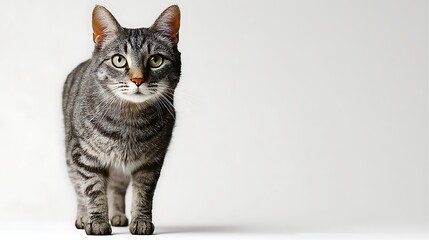 Gray tabby cat posing