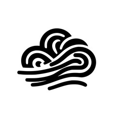 Abstract Minimalist Black and White Swirling Waves and Wind Graphic Icon Design