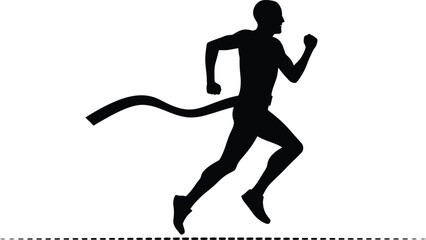 Senior Marathon Runner Silhouette, Finish Line