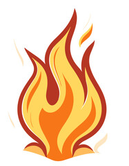 Flame vector illustration – stylized fire icon with orange and yellow color gradient