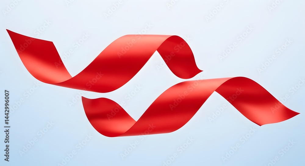Aufkleber ai image features two smooth red ribbons gracefully waving and floating dynamically against a soft l