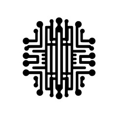 Abstract Minimalist Circular Circuitry Tech Icon