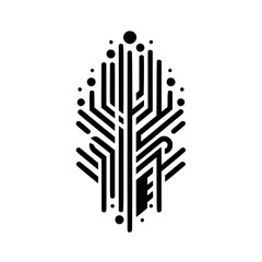Minimalist Tech-Organic Abstract Tree/Feather Design