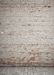 Fototapeta premium Aged white brick wall, showing significant wear, grunge aesthetic , construction, exterior, blank