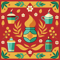 seamless pattern with tea cups