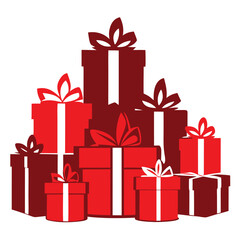 A colorful vector set of gift boxes with bows and ribbons, perfect for holiday celebrations and birthday surprises