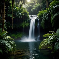 Lush Jungle Waterfall