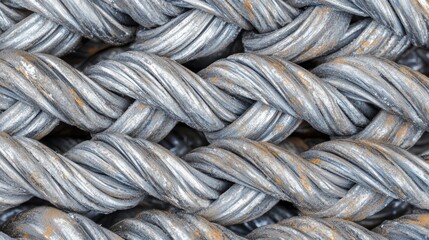 Twisted metal reinforcement strands close-up