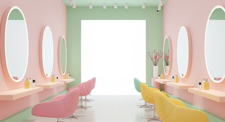 Stylish salon interior with vibrant colors and modern design  