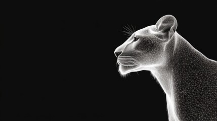 Profile of a lioness, rendered as a network of lines