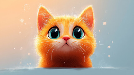 red cat on blue background
