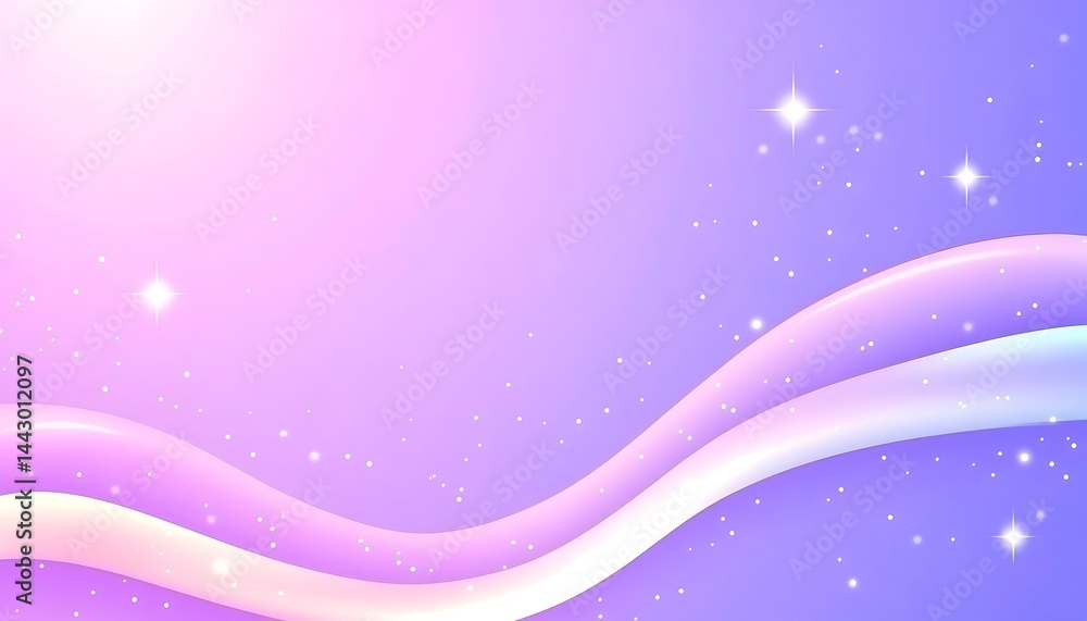 Poster pastel wave background with sparkling stars and gradient colors