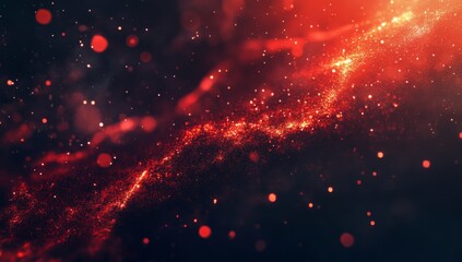 Glowing red light streaks across the background, with dark, abstract lights and stars, creating a space or futuristic technology background.