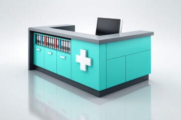 Modern Turquoise Medical Reception Desk Design