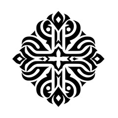 Fototapeta premium Elegant Black and White Abstract Symmetric Motif - Decorative Ornament