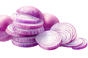 Sliced red onions on transparent background art