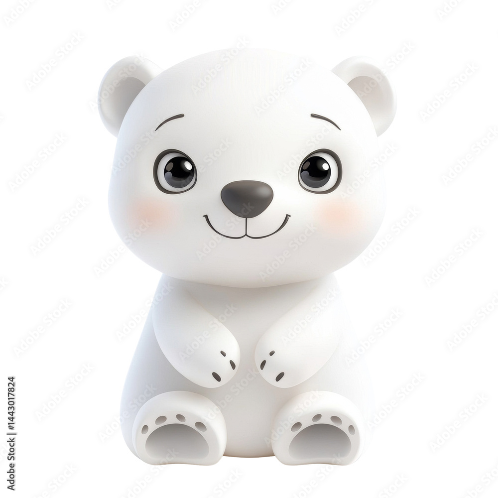 Poster adorable polar bear character illustration on a seamless transparent field offering versatility for 
