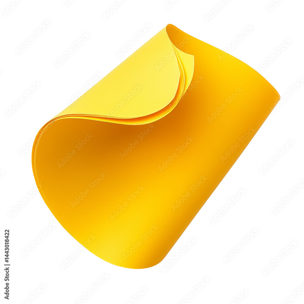 Aufkleber abstract golden curved sheet, illuminated artful paper design with isolated transparent space