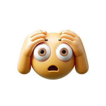 Worried 3d emoji face on transparent background