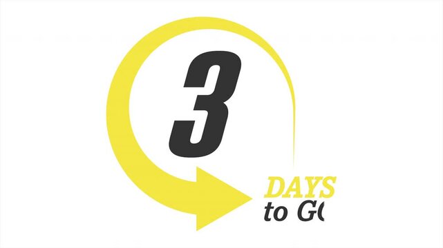 3 days to go. Stylized countdown icon. An animated banner for the start of a sale, presentation, or promotional event