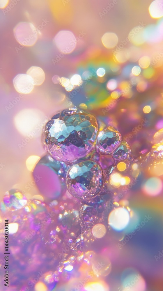 Poster iridescent bubbles shimmering in ethereal light creating a dreamy and magical atmosphere with bokeh 