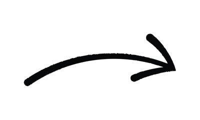 Long curved hand drawn arrow line vector icon isolated on transparent background. EPS 10