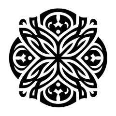 Fototapeta premium Bold Symmetrical Tribal Geometric Pattern Black and White Design Element