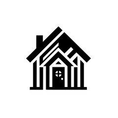 Modern Geometric Abstract House Icon Black Silhouette