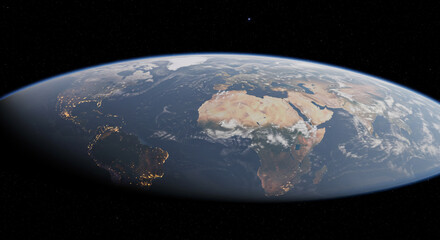 A detailed view of planet earth from space, revealing continents, oceans, and atmospheric details.