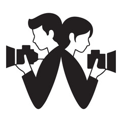 Photographer male and female Vector Black silhouettes. Good use for symbol, logo, web icon, mascot, or any design you want. Easy to use. with white background