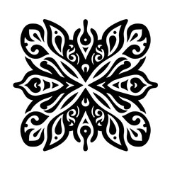 Obraz premium Bold Tribal Inspired Symmetrical Abstract Design Element in Black and White. Graphic Ornament or Tattoo Motif.