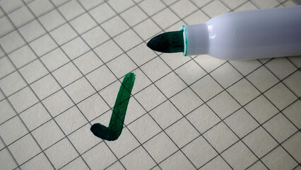 Green Check Mark on Graph Paper