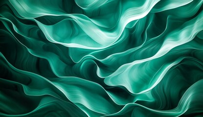 Obraz premium Abstract teal and white flowing fabric pattern