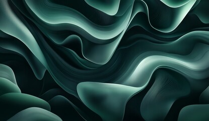 Obraz premium Abstract teal and dark teal flowing curves