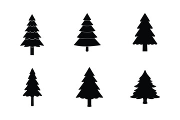 Christmas Tree Silhouette Vector – High-Quality Black & White Clipart for Holiday Designs
