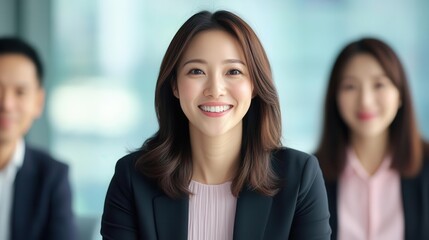 Obraz premium Corporate Asian woman showcasing project updates in a video meeting