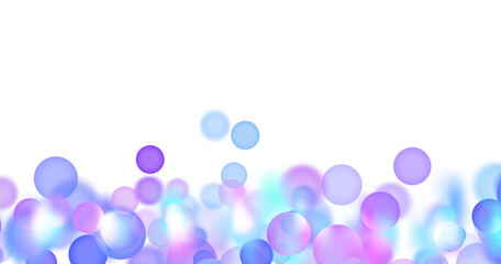Shining bokeh light circles of various colors and sizes float gracefully on a transparent white background, suitable for posters, banners and other backgrounds.