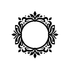 Elegant Black Ornamental Circular Frame Border Isolated on White - Vintage Decorative Design Element