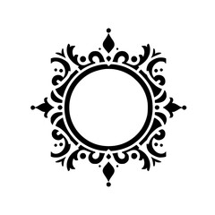 Elegant Black Ornate Circle Frame Graphic Element - Vintage Flourish Design Border