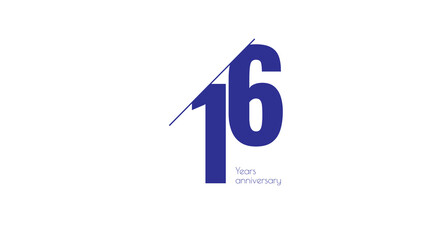 Celebrating Sixteen Years: Anniversary milestone design with blue numbers on a crisp, white background for a modern, clean look.