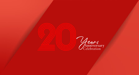Celebrating a 20-year anniversary with a vibrant red design, marking two decades of success and achievement. Red anniversary design.